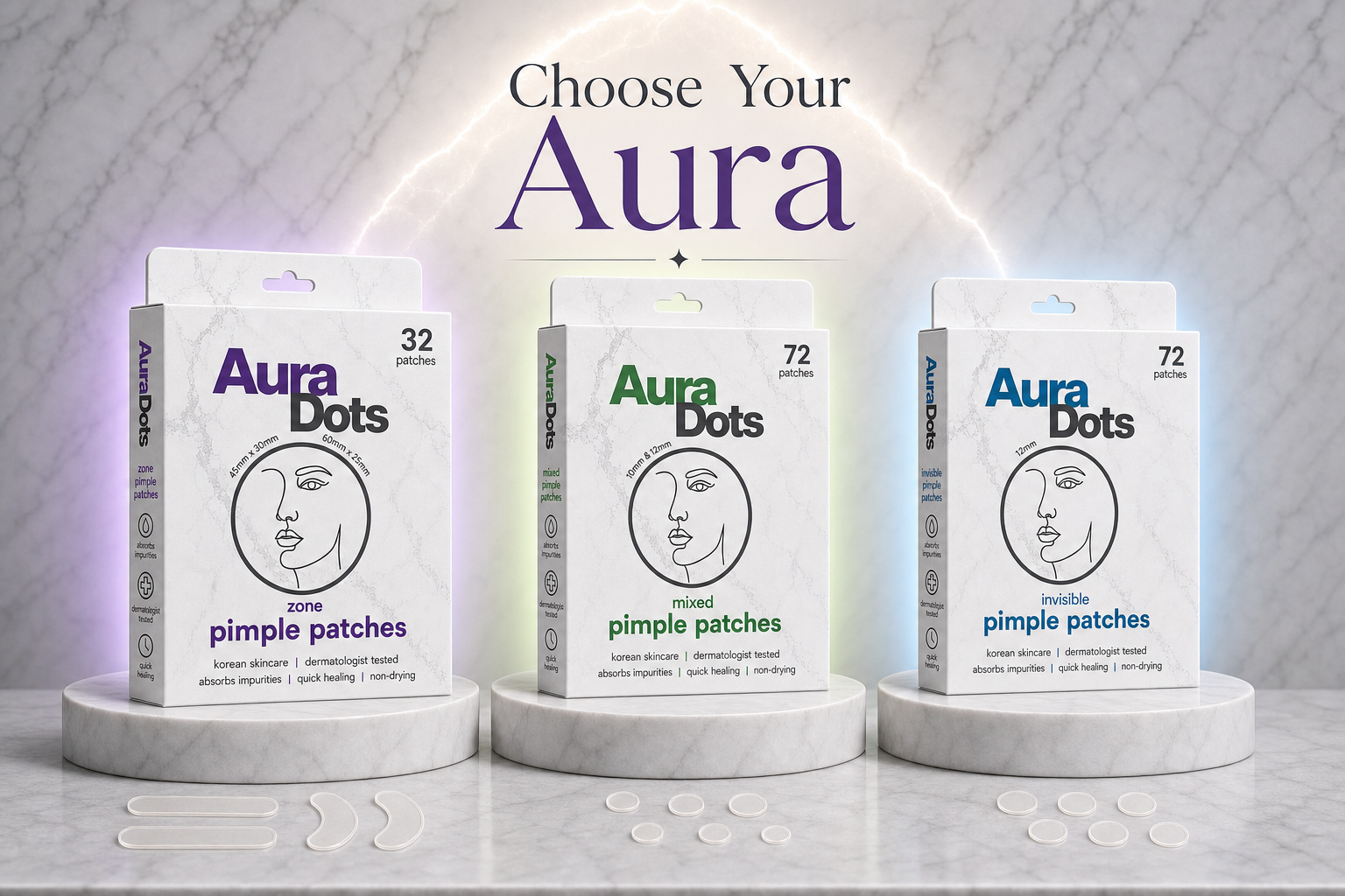 AuraDots Zone, Mixed and Invisible pimple patches